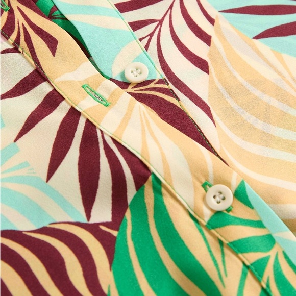 MELANIE LYNE Vibrant Sleeveless Palm Print Blouse Shirt Sz  8 - Picture 6 of 14